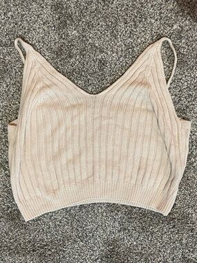 SHEIN Blush Beige Ribbed Knit Cami Tank Top 2/$15